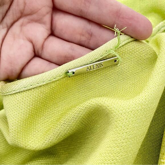NWT Alexis Bia Satin Duster Top Jacket in Lime Waves Yellow Green Size XS - Picture 6 of 8